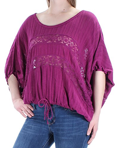 Free People Womens Knit Lace Pullover Top Plum/Purple Small
